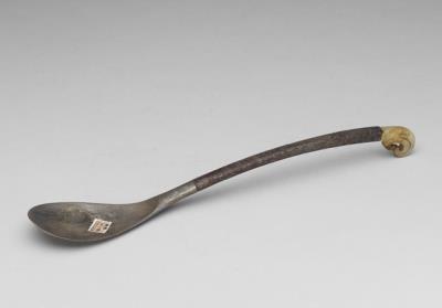 图片[2]-Silver jade-inlaid eating utensil with wood handle, Qing dynasty, 18th-19th century-China Archive
